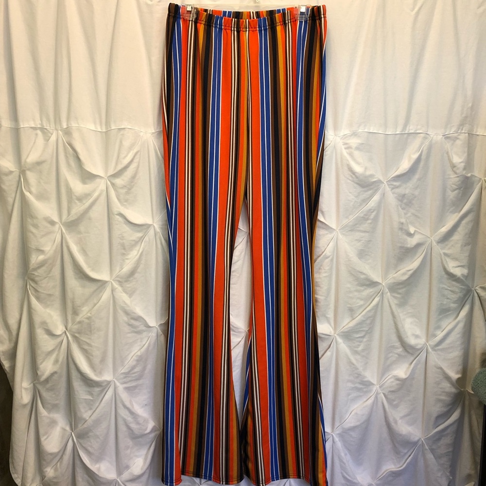 Nastygal Striped Bell Bottom Pants NWT